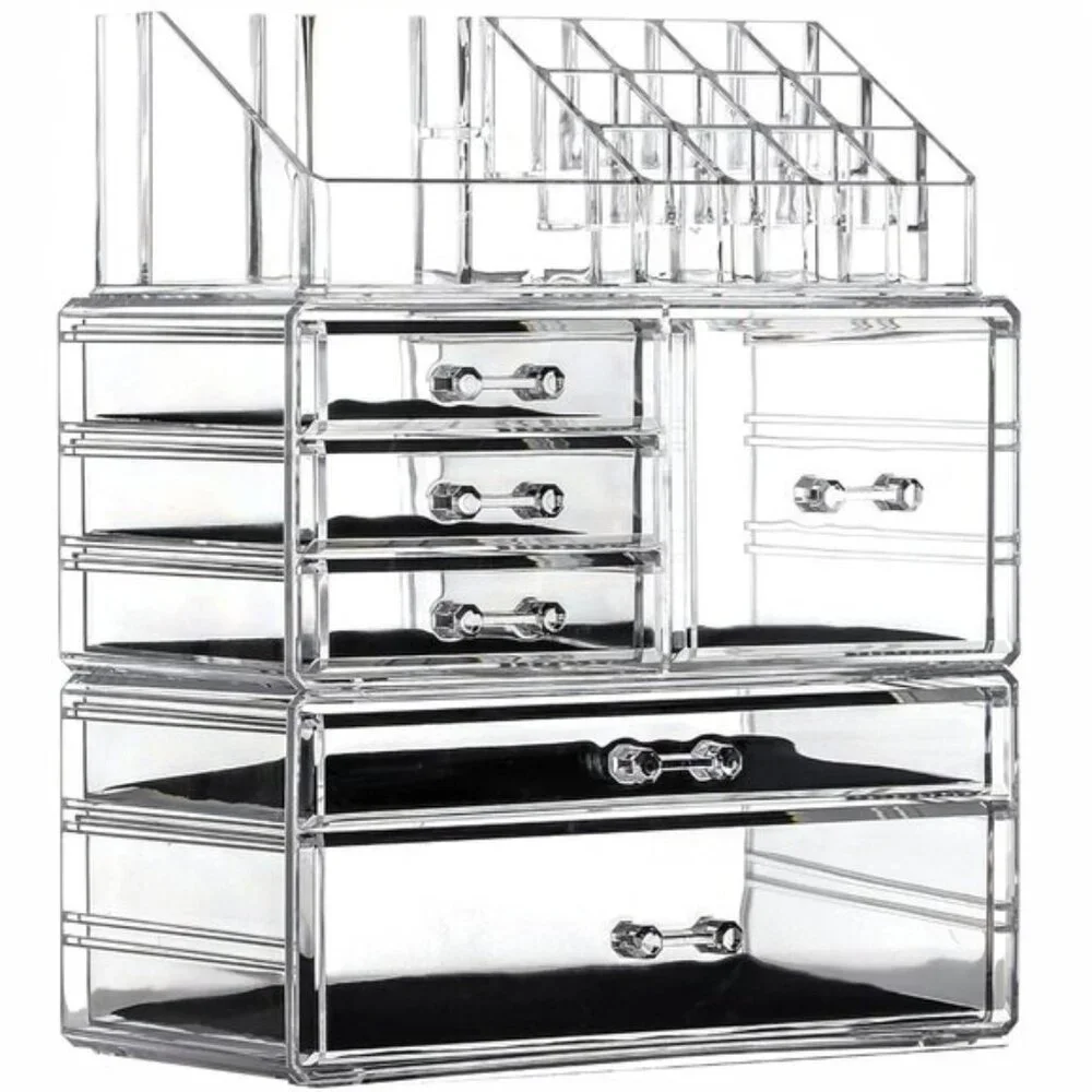 New 3-Pack Clear Makeup Organizer, Stackable 6-Drawer Vanity & Skincare Storage